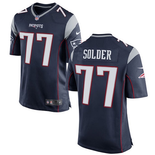 Men's Game Nate Solder Nike Jersey Navy Blue Home - #77 NFL New England Patriots